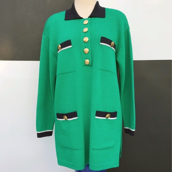 St. John Kelly Green Santana Knit Top - Picture 2 of 9